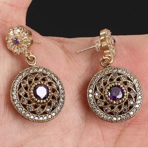 Sultan Ottoman Topaz Amethyst Drop Earrings
